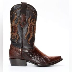 CUADRA Men’s Urban Lizard Western Cowboy Boots Lizard Skin Leather Brown 9